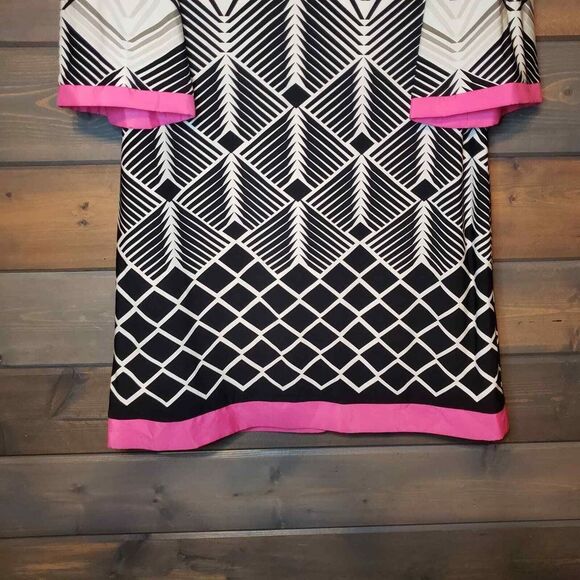 Eliza J Geometric Print 3/4 Sleeve Shift Dress Size 8 Multicolor - Picture 3 of 14
